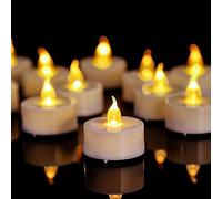 Anziner Confezione da 100 lumini a LED realistici e luminosi tremolanti, durano 200 ore in più, a batteria, senza fiamma, candele elettriche per matrimoni, Halloween, Natale (giallo caldo)