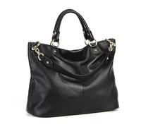 ANZOAT Borsa da donna in vera pelle borsa da donna tinta unita casual tote bag lusso grande capacità elegante borsa a tracolla borsa per pendolari, Nero , 35-28-15cm