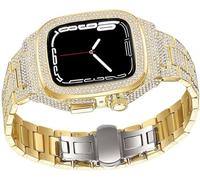 ANZOAT Cassa dell'orologio con diamanti + kit di modifica del cinturino in metallo, per Apple Watch 8, 7, 6, 5, 4, SE, cinturino alla moda per donne e ragazze, per iWatch serie 44 mm 45 mm, 45mm