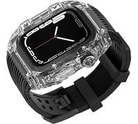 ANZOAT Cinturino in silicone trasparente per orologio da uomo e donna, a righe, per Apple Watch serie 8, 7, 6, 5, 4, SE, 45 mm, 44 mm, cover rigida in policarbonato e cinturino di ricambio per orologi