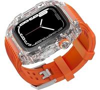 ANZOAT Cinturino in silicone trasparente per orologio da uomo e donna, a righe, per Apple Watch serie 8, 7, 6, 5, 4, SE, 45 mm, 44 mm, cover rigida in policarbonato e cinturino di ricambio per orologi