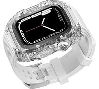 ANZOAT Cinturino in silicone trasparente per orologio da uomo e donna, a righe, per Apple Watch serie 8, 7, 6, 5, 4, SE, 45 mm, 44 mm, cover rigida in policarbonato e cinturino di ricambio per orologi