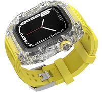 ANZOAT Cinturino in silicone trasparente per orologio da uomo e donna, a righe, per Apple Watch serie 8, 7, 6, 5, 4, SE, 45 mm, 44 mm, cover rigida in policarbonato e cinturino di ricambio per orologi