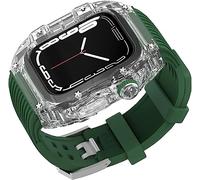 ANZOAT Cinturino in silicone trasparente per orologio da uomo e donna, a righe, per Apple Watch serie 8, 7, 6, 5, 4, SE, 45 mm, 44 mm, cover rigida in policarbonato e cinturino di ricambio per orologi