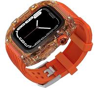ANZOAT Cinturino in silicone trasparente per orologio da uomo e donna, a righe, per Apple Watch serie 8, 7, 6, 5, 4, SE, 45 mm, 44 mm, cover rigida in policarbonato e cinturino di ricambio per orologi