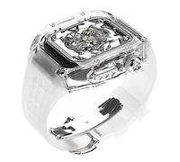 ANZOAT Cinturino trasparente in fluorurato, per Apple Watch 8, 7, 6, SE, 5, 4, 44 mm, 45 mm, 45 mm, kit di modifica del cinturino sportivo in gomma, 45MM, Acetato, Non pietra preziosa