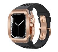 ANZOAT Kit di modifica del cinturino per Apple Watch da 44 mm e 45 mm, cassa in lega di titanio per iWatch serie 8, 7, 6, 5, 4 SE, cinturino sportivo in gomma, 44mm, Acetato, Non pietra preziosa