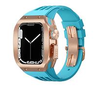 ANZOAT Kit di modifica del cinturino per Apple Watch da 44 mm e 45 mm, cassa in lega di titanio per iWatch serie 8, 7, 6, 5, 4 SE, cinturino sportivo in gomma, 45mm, Acetato, Non pietra preziosa