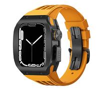 ANZOAT Kit di modifica del cinturino per Apple Watch da 44 mm e 45 mm, cassa in lega di titanio per iWatch serie 8, 7, 6, 5, 4 SE, cinturino sportivo in gomma, 45mm, Acetato, Non pietra preziosa