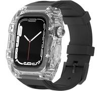 ANZOAT Kit mod con cinturino in gomma trasparente, per Apple Watch Ultra 49 mm, 45 mm, 44 mm, cinturino sportivo trasparente da uomo, per iWatch serie 8/7/6/5/4/SE, 45mm, Acetato, Non pietra preziosa