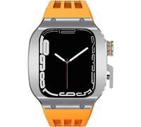 ANZOAT Kit mod per cinturino in titanio e metallo, per Apple Watch 8/7/6/5/4/SE serie 45 mm 44 mm, cinturino sportivo in gomma + fibbia in acciaio, protezione completa, For 45mm, Acetato, Non pietra