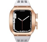 ANZOAT Kit mod per cinturino in titanio e metallo, per Apple Watch 8/7/6/5/4/SE serie 45 mm 44 mm, cinturino sportivo in gomma + fibbia in acciaio, protezione completa, For 45mm, Acetato, Non pietra
