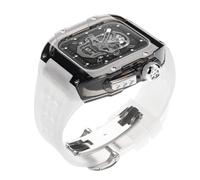 ANZOAT Kit mod per cinturino trasparente, per Apple Watch 45 mm 44 mm, cover per orologio + cinturino sportivo in fluorurubber, per iWatch serie 8, 7, 6, SE, 5, 4, Refit, 44MM, Acetato, Non pietra
