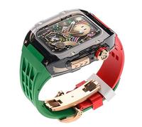 ANZOAT Kit mod per cinturino trasparente, per Apple Watch 45 mm 44 mm, cover per orologio + cinturino sportivo in fluorurubber, per iWatch serie 8, 7, 6, SE, 5, 4, Refit, 44MM, Acetato, Non pietra