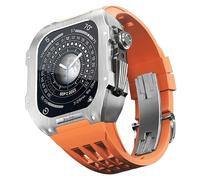 ANZOAT Kit mod per orologio e cinturino, per Apple Watch serie 8, 7, 45 mm, cassa in metallo, cinturino in gomma, per iWatch 6, 5, 4, SE, 44 mm, ricambio accessori per cinturino, 45mm, Acetato, Non