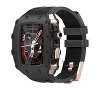 ANZOAT Set di cassa in lega di zinco e cinturino in gomma, per Apple Watch Serie 9/8/7 45 mm 6/5/4/SE 44 mm Serie di orologi da 44 mm Sostituire gli accessori del cinturino, 44mm, Acetato, Non pietra
