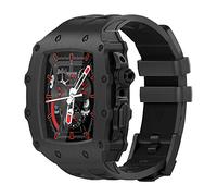 ANZOAT Set di cassa in lega di zinco e cinturino in gomma, per Apple Watch Serie 9/8/7 45 mm 6/5/4/SE 44 mm Serie di orologi da 44 mm Sostituire gli accessori del cinturino, 45mm, Acetato, Non pietra