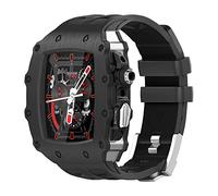 ANZOAT Set di cassa in lega di zinco e cinturino in gomma, per Apple Watch Serie 9/8/7 45 mm 6/5/4/SE 44 mm Serie di orologi da 44 mm Sostituire gli accessori del cinturino, 45mm, Acetato, Non pietra