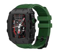 ANZOAT Set di cassa in lega di zinco e cinturino in gomma, per Apple Watch Serie 9/8/7 45 mm 6/5/4/SE 44 mm Serie di orologi da 44 mm Sostituire gli accessori del cinturino, 44mm, Acetato, Non pietra