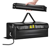ANZOME Borsa per batteria Ebike, ignifuga fino a 1250 °C, impermeabile e a prova di esplosione, con fori per canali via cavo e chiusura in velcro interna, per stoccaggio, trasporto, ricarica, 49 x 15