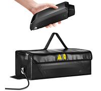 ANZOME Borsa per batteria Ebike, ignifuga fino a 1250 °C, impermeabile e antiesplosione, con fori per canali via cavo e chiusura, per stoccaggio, trasporto, ricarica, 41 x 12 x 13 cm