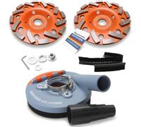 ANZWORK - Cappa di aspirazione per smerigliatrice angolare, con 2 dischi diamantati professionali da 125 mm, spazzole intercambiabili, compatibilità universale al 99%, anello adattatore rinforzato