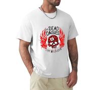 AO DA XIONG Live & Louder 2018 Punk Style Men T-Shirt The Dead Daisies Skull T Shirt Vintage Art Drawing Red Wings Print Tee White S