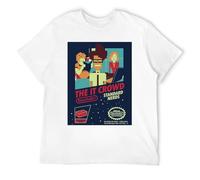 AO DA XIONG Men's The It Crowd Inspired 100% Cotton Reynholm Industries Maurice Moss Casual T Shirt Print Tops White 3XL