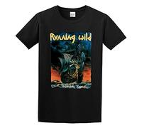 AO DA XIONG Running Wild 'Under Jolly Roger Album' T-Shirt Funny Top Tee Short-Sleeve for Mens Black M