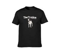 AO DA XIONG Technics Dog Teach Them Well Vinyl Dj T-Shirt Mens Casual Tee Black L