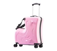 AO WEI LA OW Valigia da viaggio per bambini con 4 ruote girevoli, bagaglio da viaggio rigido per ragazzi e ragazze dai 2 ai 12 anni, Rosa dolce., 20 inch TSA Lock, Monopattino