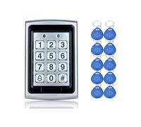 AOAMZ Standalone Metallo Apriporta Tastiera di Controllo Accesso con Wiegand 26 Lettore di Schede RFID per Porta Sicurezza Sistema di Controllo Accesso, 10 Pezzi Blu 125KHz ID Keychain