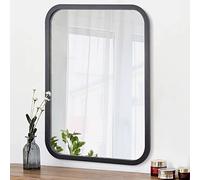 AOAOPQ Grande specchio rettangolare nero da appendere alla parete specchio quadrato da bagno con cornice in legno decorativo per camera da letto, soggiorno, ingresso, fattoria, bagno, 45 x 65 cm