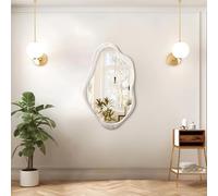 AOAOPQ Specchi da parete irregolari, decorativi, asimmetrici astratti, cornice in legno, unici, per bagno, camera da letto, soggiorno, guardaroba, ingresso, lavabo, nero