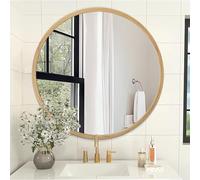 AOAOPQ Specchio da bagno da parete in alluminio con cornice in metallo specchi da bagno rotondo specchio per la casa da appendere specchio moderno 50,8 cm venatura del legno opaco