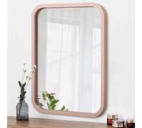 AOAOPQ Specchio da bagno rosa splendida cornice specchio da parete, moderno specchio rotondo angolare per bagno, per camera da letto, soggiorno, da appendere o appoggiato orizzontale o verticale 50 x