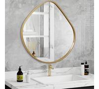 AOAOPQ Specchio da Parete Irregolare Piccolo con Cornice Dorata, Specchio per Bagno, Specchio da Accento in Metallo, Specchio Moderno Rettangolare per Toeletta