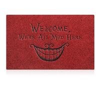 AOAOPQ Tappetino da esterno per porta d'ingresso di casa per interni We RE All Mad Here, tappetini per esterni, antiscivolo, impermeabili, facili da pulire, per ingresso, patio, rosso scuro