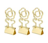 Aoaoy 100 mini mollette per carta, a forma di fiore, a coda lunga, in metallo, con forte forza di serraggio, per forniture per ufficio, documenti, certificati (oro)