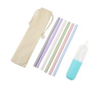 Aoaoy 6 pezzi di cannuccia aperta in silicone da 24,9 cm, barra di lavaggio facile da pulire con custodia SBOX Bag Drink Party