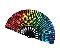 Aoaoy Grande Ventola Pieghevole a Mano Piegatura Rave Punti Fluorescenti per Balli di Linea, Colorato Fan Portatile Rave di Halloween Burlesque EDM Music Festival Disco Disco Party (Colore assortito)