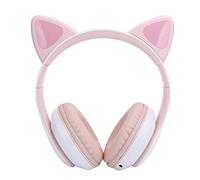 Aoaoy Kids Cat Ear Bluetooth 5.0 Cuffie LED Affiole Gioco LED Cuffia Wireless Carina Cancellazione Rumore, Auricolare Wireless Pieghevole Auricolare Microfono Integrato Ragazze (Rosa)