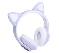 Aoaoy Kids Cat Ear Bluetooth 5.0 Cuffie LED Affiole Gioco LED Cuffia Wireless Carina Cancellazione Rumore, Auricolare Wireless Pieghevole Auricolare Microfono Integrato Ragazze (Viola)
