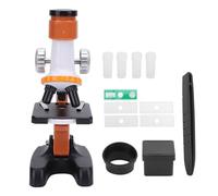 Aoaoy Kit scientifico per microscopio ad alta definizione per alimentazione a batteria e 4 finestre in vetro vuote, ideale per principianti e studenti che studiano (arancione)
