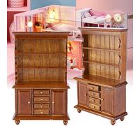 Aoaoy Mobili per la casa delle bambole, scala 1:12, libreria a tre strati in miniatura, mini libreria, libreria, casa delle bambole, armadietto, mobile, giocattolo, per bambine di 3, 4, 5 anni