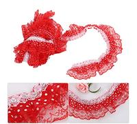 Aoaoy Nastro di pizzo a rete plissettato con stampa a pois, multicolore, 4,5 m, con paillettes, ricamato, fai da te (#1)