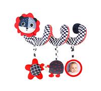 Aoaoy Passeggino Sospeso Spirale Bambini e Giocattoli Seggiolini Auto 0-6 Mesi, Giocattoli Mobili Passeggini Spirale Contrasto Bambini Piccoli, Peluche Seggiolino Neonato (Black White And Red Lions)