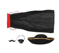 Aoaoy Set costume da pirata con bende per occhi, cappello da barba, mantello per feste di Halloween, per la maggior parte delle persone, costumi da pirata neri