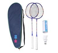 Aoaoy Set di rack da Badminton per giochi all'aperto: include 2 racchette leggere, 3 navette in nylon, borsa per il trasporto e scatola di immagazzinaggio (arancione blu)