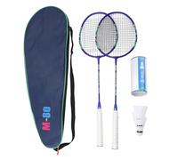Aoaoy Set di rack da Badminton per giochi all'aperto: include 2 racchette leggere, 3 navette in nylon, borsa per il trasporto e scatola di immagazzinaggio (verde blu)